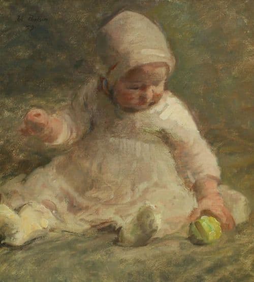 Paulsen Julius A Little Girl Is Playing With A Green Apple 1919 canvas print