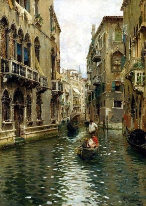 Rubens Santoro A Family Outing On A Venetian Canal canvas print