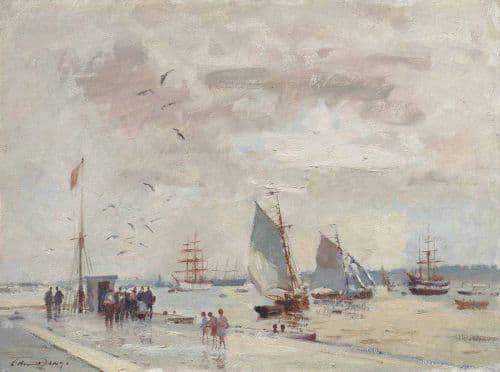 Seago Edward A Windy Day Lisbon Harbour canvas print