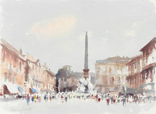 Seago Edward The Fountain Of The Four Rivers Piazza Navona Rome canvas print