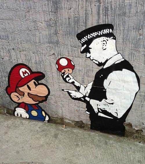 Street Art Mario Got Caught canvas print