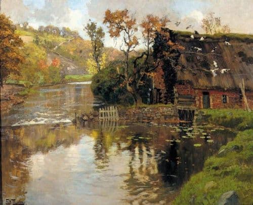 Thaulow Frits Cottage By A Stream 1901 canvas print