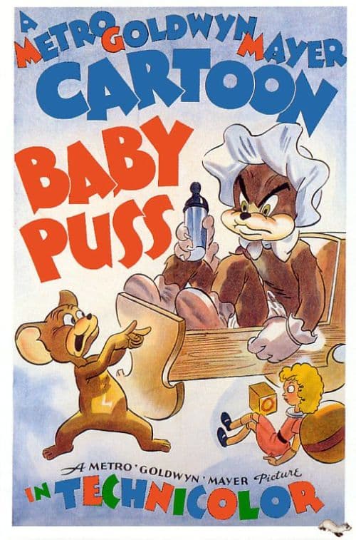 Tom Jerry Baby Puss 1943 Movie Poster canvas print