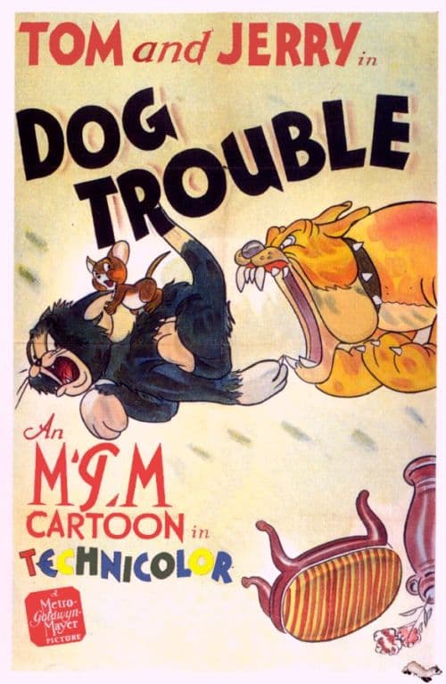 Tom Jerry Dog Trouble 1942 Movie Poster canvas print