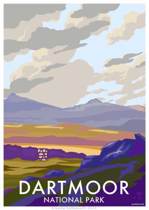 Travel Poster Dartmoor National Park canvas print