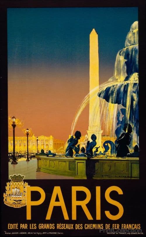 Travel Poster Paris Fountain canvas print