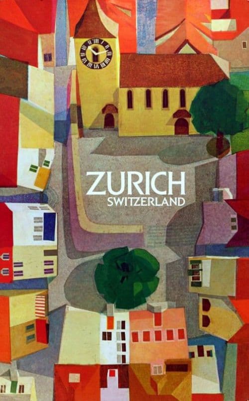 Travel Poster Zurich Switzerland canvas print