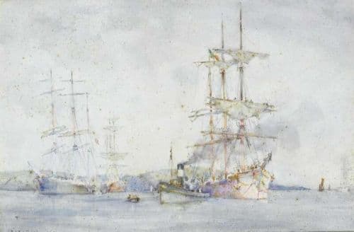 Tuke Henry Scott Italian Barque Being Towed To Moorings In The Carrick Roads canvas print