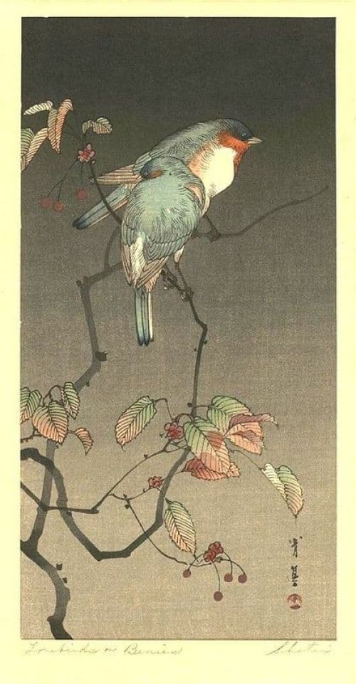 Watanabe Shotei Blue Birds At Night canvas print