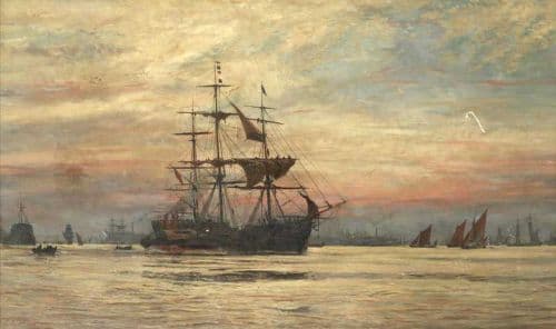 Wyllie Charles William A Ship Recieving A Pilot Through Busy Thames Waters 1869 canvas print