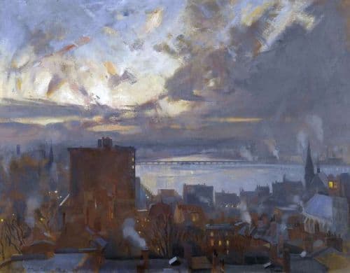 Young Hunter Down Beacon Hill From Tudor Penthouse Boston 1910 canvas print