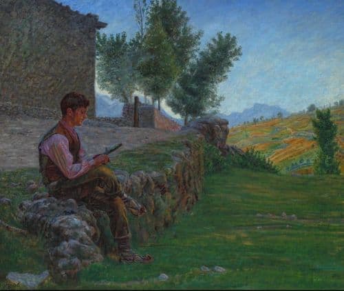Zahrtmann Kristian A Boy Sitting On A Fence Cutting A Stick 1906 canvas print