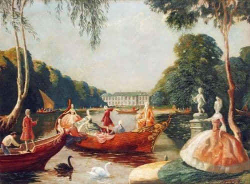 Zinkeisen Baroque Figures On A Boating Lake canvas print