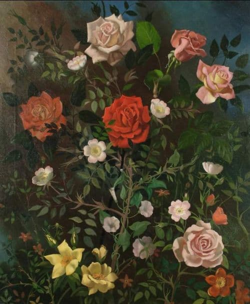 Zinkeisen Study Of Roses And Other Flowers canvas print