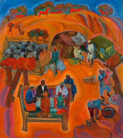 Zuhur Habibullayev Autumn - Shepherds At Kabodiyon Village canvas print