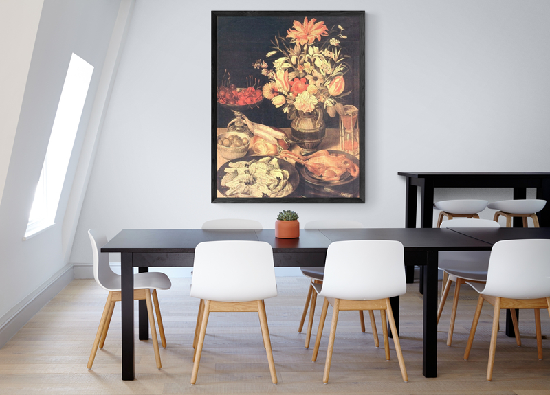 Flegel Georg Still Liffe With Flowers And Food canvas print