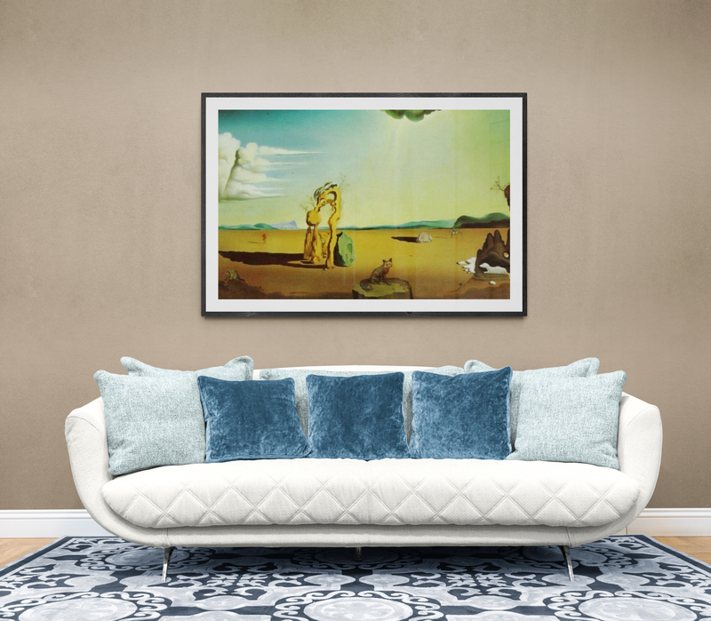 Cuadro en lienzo Desnudo de Dalí en el paisaje del desierto
