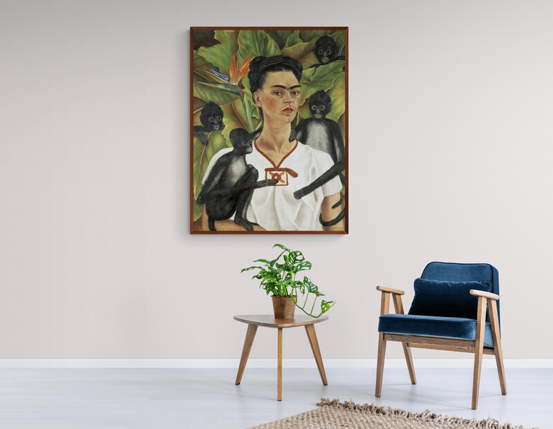 Frida Kahlo Self Portrait With Monkeys canvas print