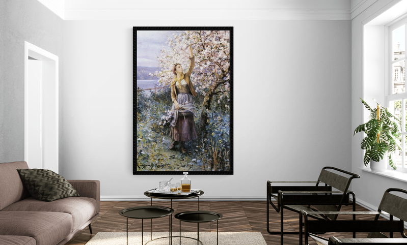 Knight Gathering Apple Blossoms canvas print