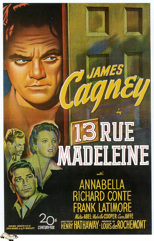 Tableaux sur toile, riproduzione de 13 Rue Madeleine 1946 poster del film