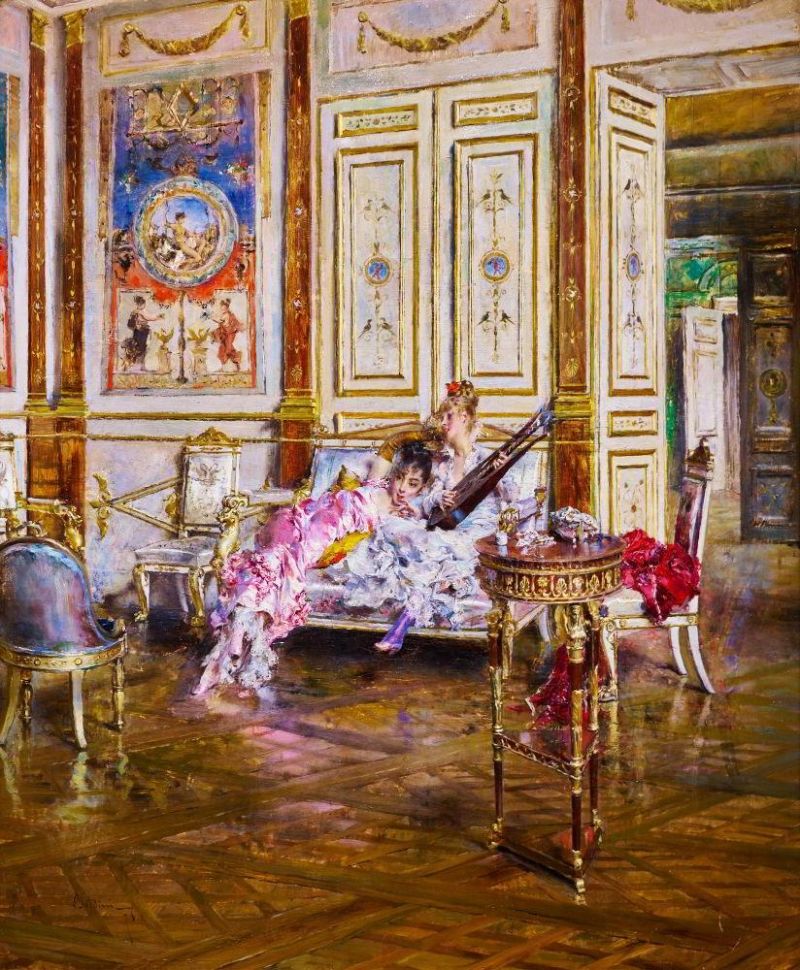 Boldini Giovanni A Lute Player And A Listener canvas print