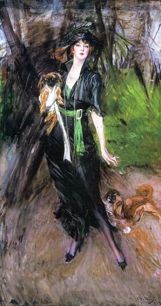 Boldini Giovanni Lady Lina Bilitis With Two Pekinese canvas print