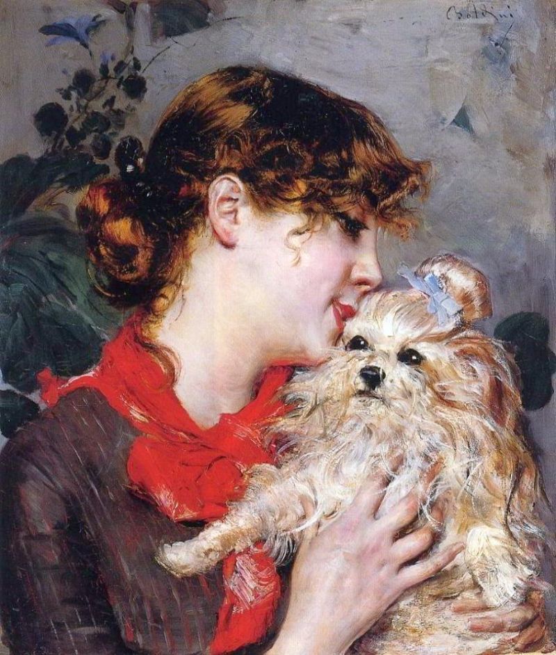 Boldini Giovanni The Actress Gabrielle Re Jane And Her Dog canvas print