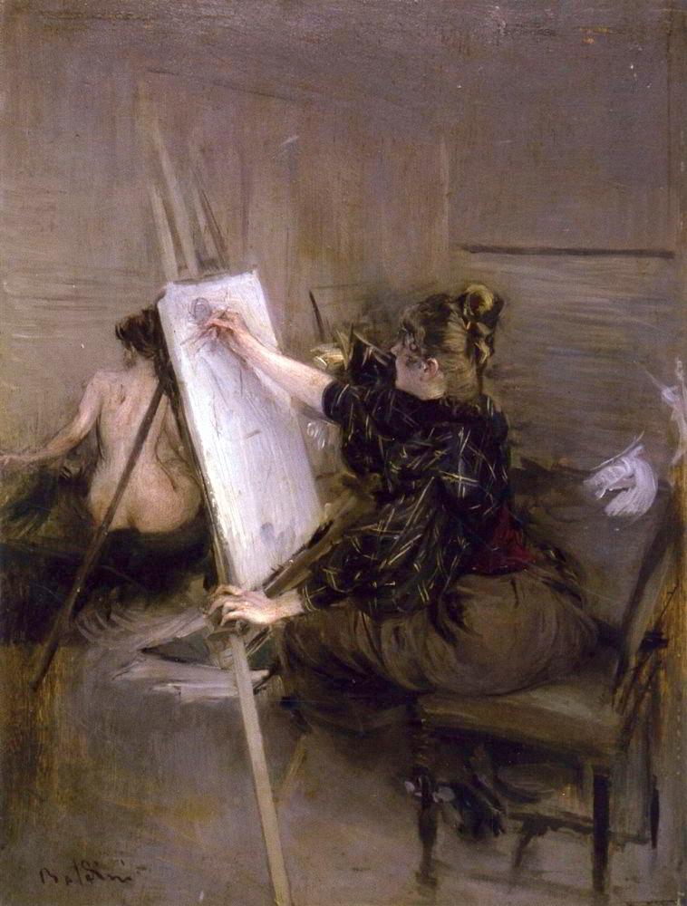 Boldini Giovanni The Artist Ruth Sterling In Her Studio canvas print