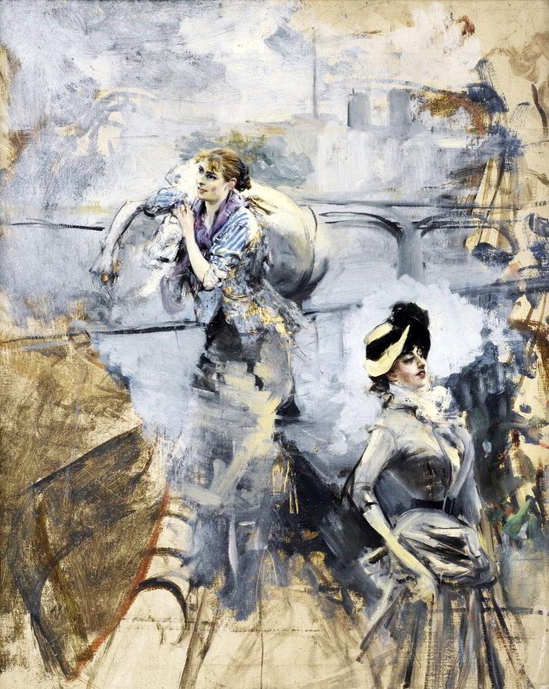 Boldini Giovanni Washerwoman And A Young Brunette By The Sein canvas print