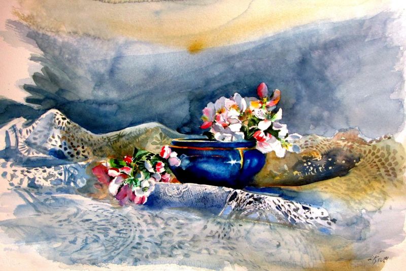 Brigitta Kova Cs Anna Still Life With Flowering Branch Ii canvas print