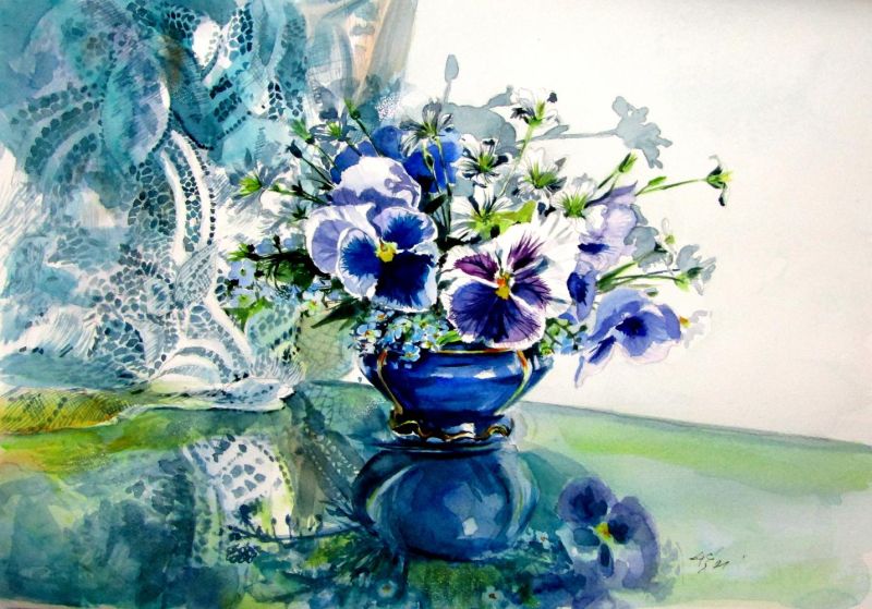 Brigitta Kova Cs Anna Still Life With Pansy Flower canvas print