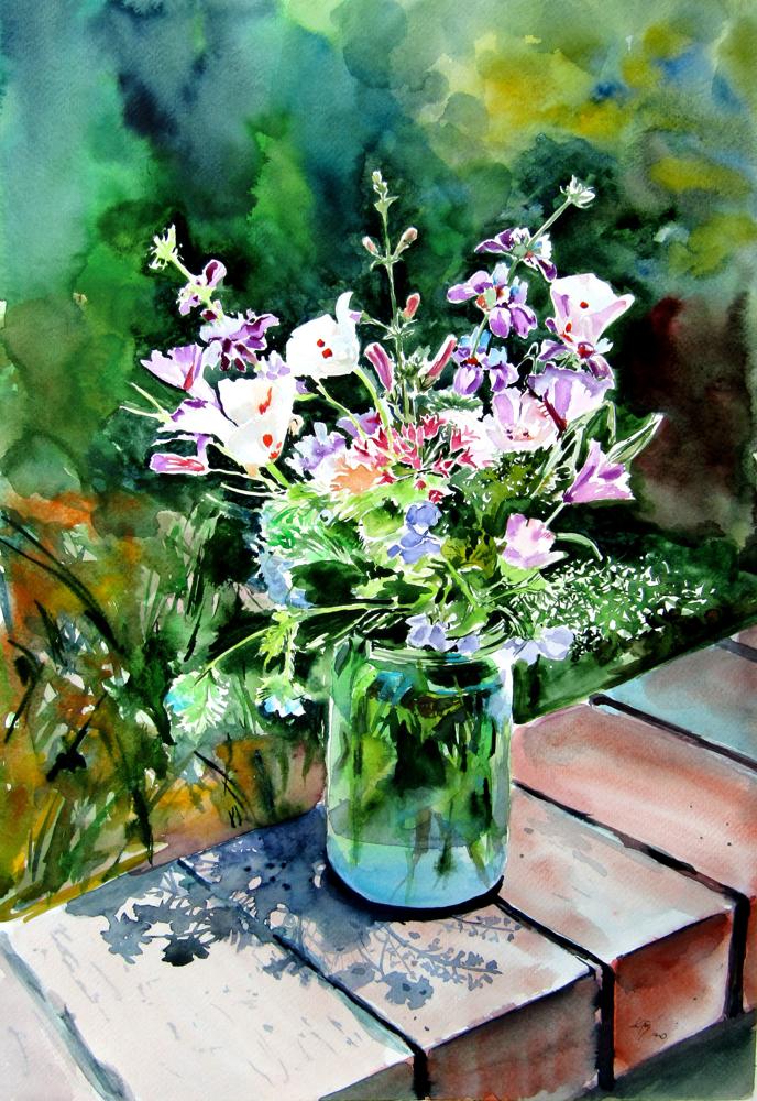 Brigitta Kova Cs Anna Still Life With Wildflowers In Garden canvas print