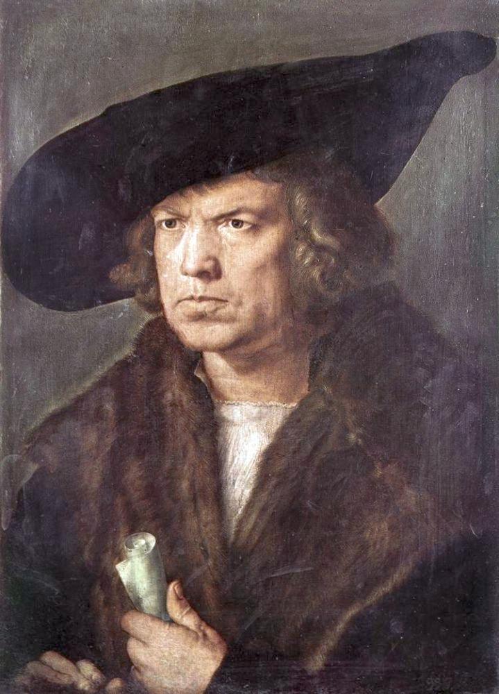 Du Rer Albrecht Portrait Of A Man With Baret And Scroll canvas print