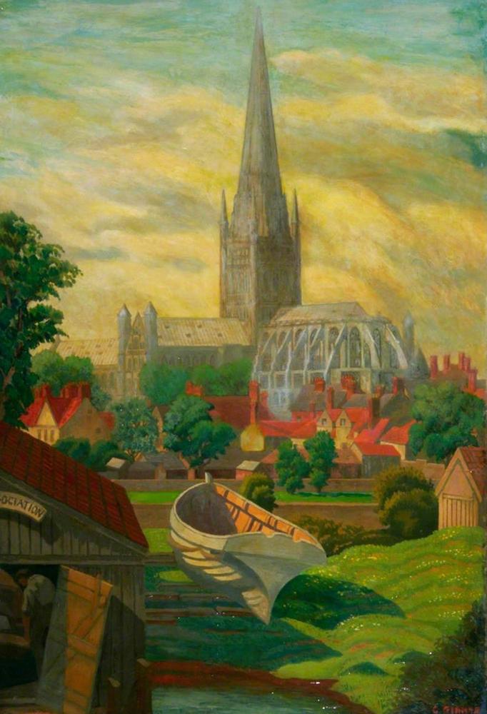 Ginner Charles Norwich Cathedral From Pull S Ferry Norfolk canvas print