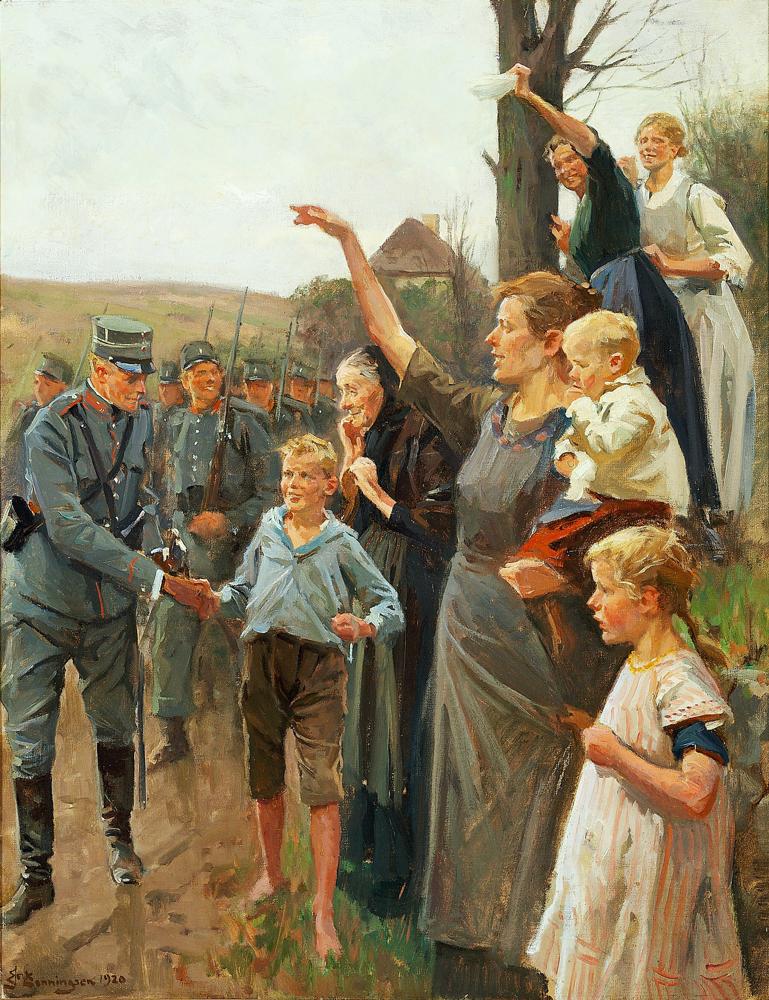 Henningsen Erik Danish Soldiers Marching Through Guderup On The Island Of Als In 1920 canvas print