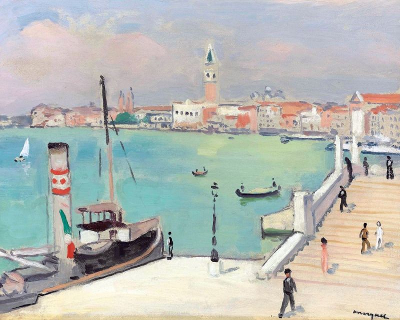 Marquet Albert Venice Esclavon Wharf Tug At Berth canvas print
