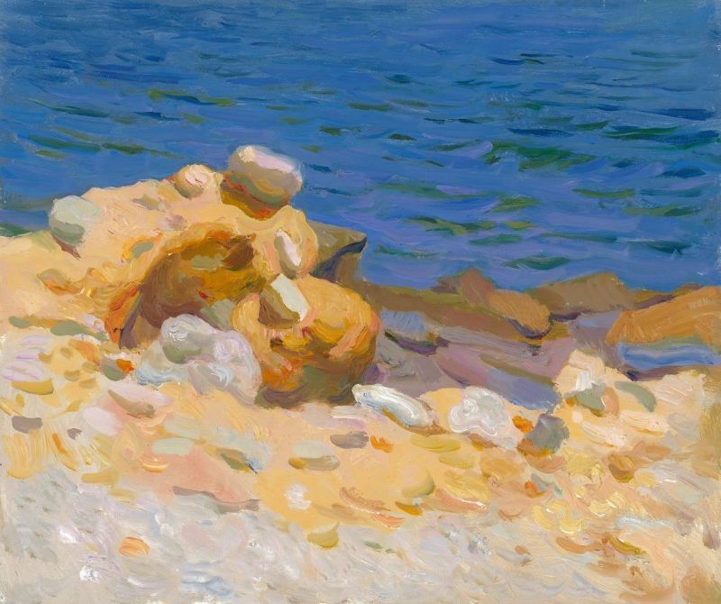 Rikken Ben Beach Les Rotes With Orange Colored Rocks canvas print