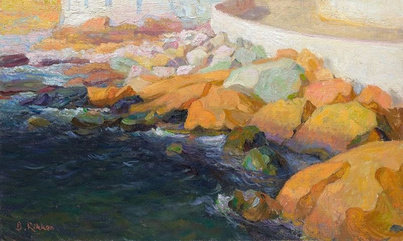 Rikken Ben Quayside With Heavy Rollers At El Portret canvas print