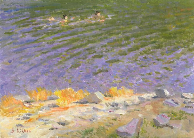 Rikken Ben Swimmers At The Lac De Pannecie Re canvas print