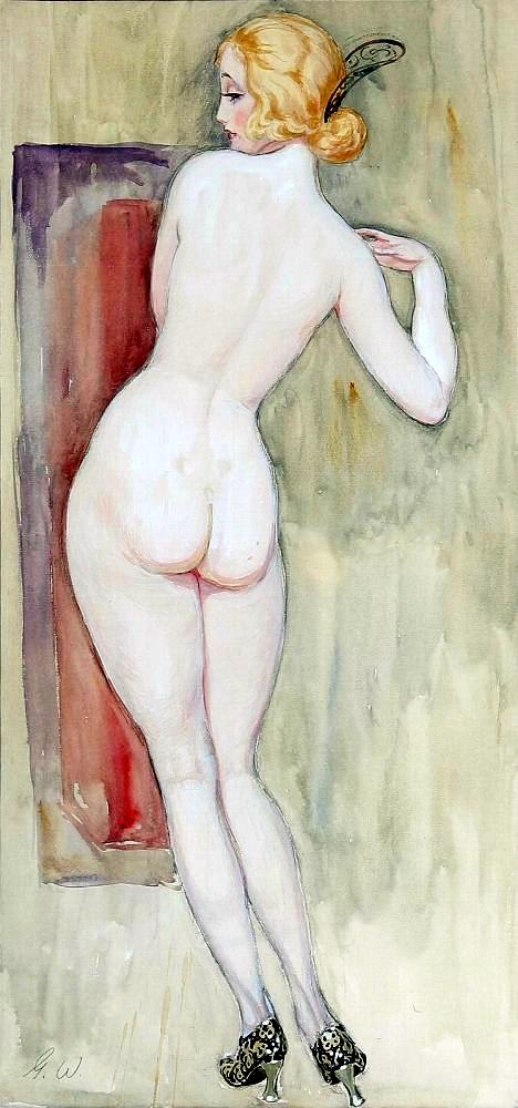 Wegener Gerda Back Turned Female Nude In Pumps canvas print