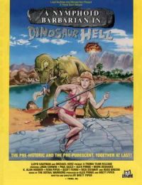 Ein nymphoider Barbar in der Dinosaurier-Hölle-Filmplakat-Leinwanddruck