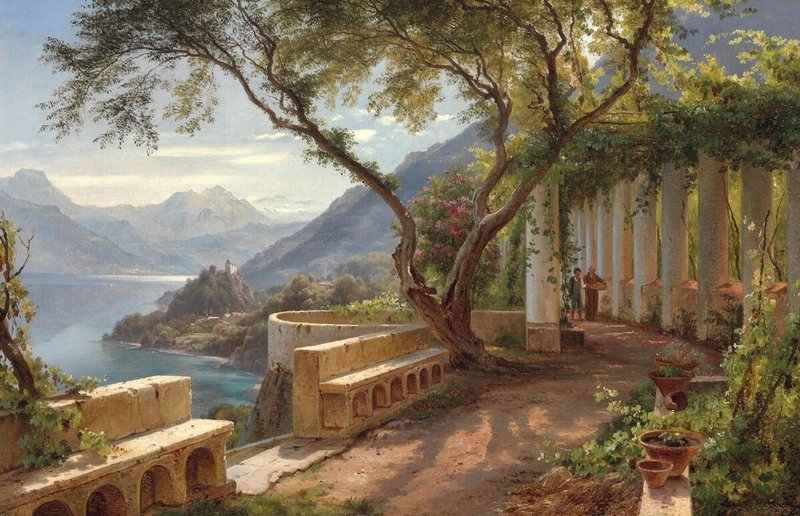 Aagaard Carl Frederik View From An Italian Pergola In The Bay Of Naples 1877 canvas print