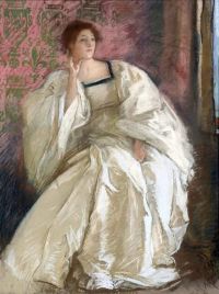 Abbey Edwin Austin Woman In White 1895 canvas print