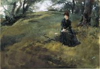 Abbey Edwin Austin Young Woman In The Woods 1879