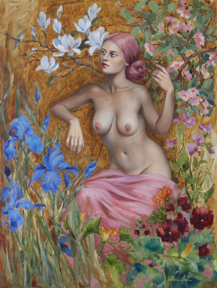 Abel Catherine Study Of Young Woman In A Garden canvas print