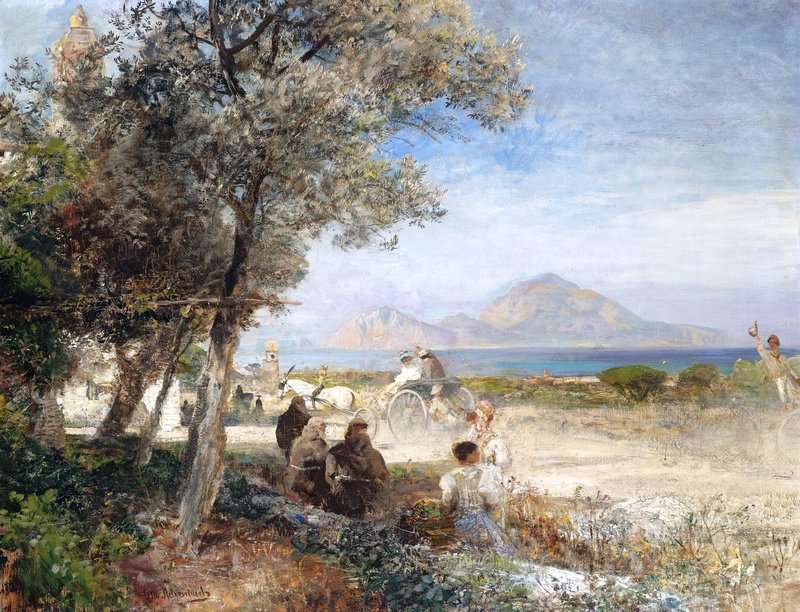Achenbach Oswald Blick Auf Den Golf Von Neapel View Of The Bay Of Naples S.d. canvas print