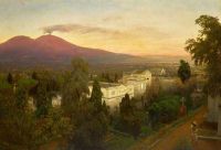 Achenbach Oswald Campo Santo في Poggioreale The Vesuvius Beyond Ca. 1873 طباعة قماشية