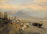 Achenbach Oswald Nsicht Von Neapel Bei Sonnenuntergang View Of Naples At Sunset S.d canvas print