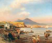Achenbach Oswald Sonnenuntergang في Der Bucht Von Neapel Sunset In The Bay Of Naples Sd canvas print