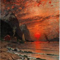 Adelsteen Normanna zonsondergang boven de fjord - 1918